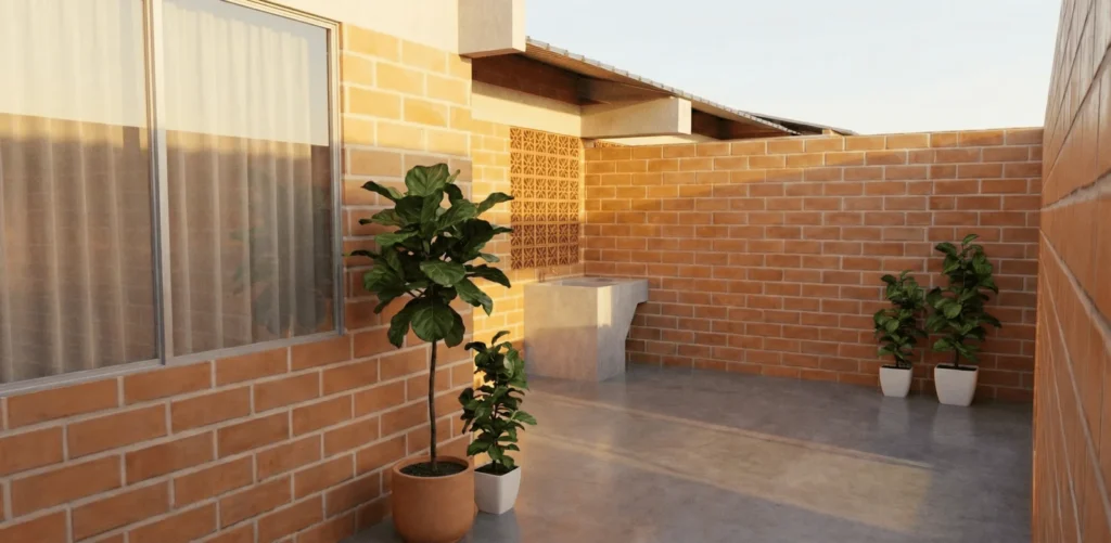 Diseño casa horizonte - Patio - Dhema
